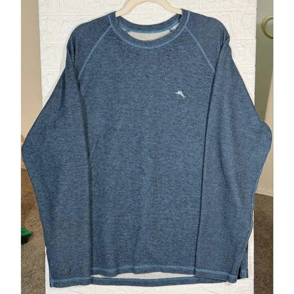 Tommy Bahama Men’s XL Blue Heathered Crewneck Sweatshirt Marlin Logo